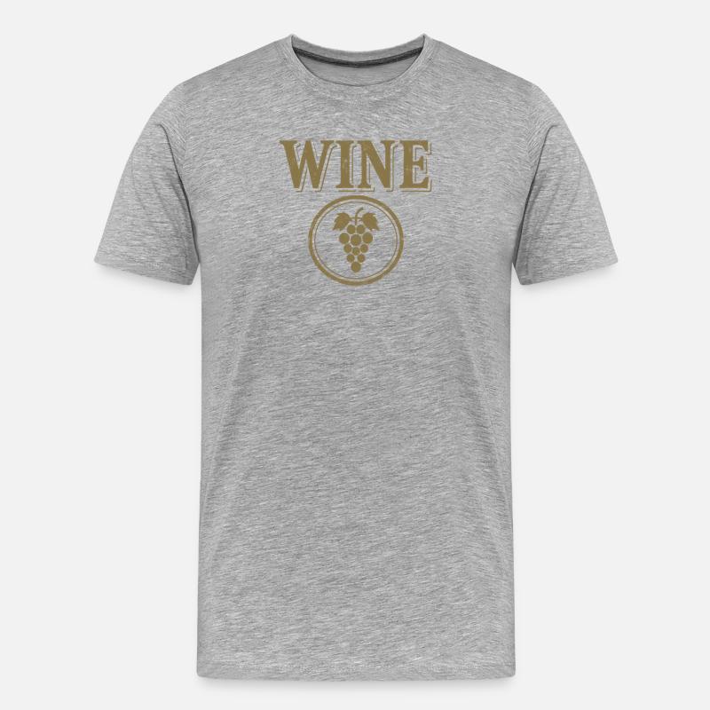 WINE Trauben Emblem - Männer Premium Bio T-Shirt - Grau meliert