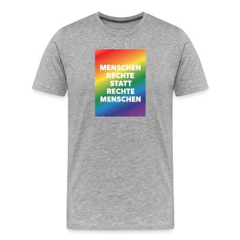 Menschenrechte statt Hass und Hetze - Männer Premium Bio T-Shirt - Grau meliert - Vorne - Damien (186cm)