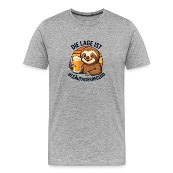 Paresseux à la bière : paresseux à la situation qui provoque l’ivresse - T-shirt bio Premium Homme - gris chiné - Devant - Damien (186cm)