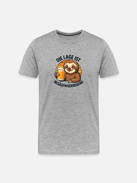 Sloth with beer: Drunken-inducing situation sloth - Men's Premium Organic T-Shirt - heather grey