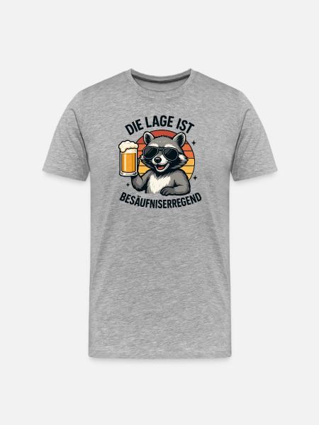 Raccoon Bierheld Sonnenbrille Waschbär bier - Männer Premium Bio T-Shirt - Grau meliert