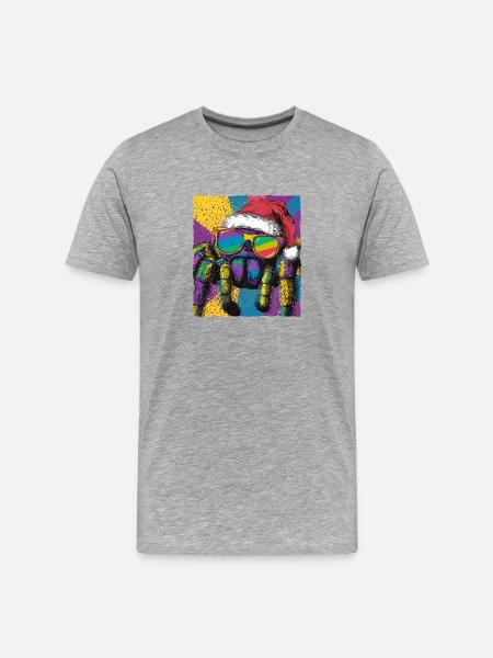 Tarantula Christmas Portrait - Men's Premium Organic T-Shirt - heather grey
