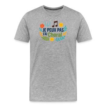 Je peux pas j'ai Choral - T-shirt bio Premium Homme - gris chiné - Devant - Damien (186cm)