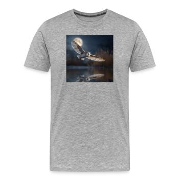 Schleiereule im Mondschein – Mystische Nacht - Männer Premium Bio T-Shirt - Grau meliert - Vorne - Damien (186cm)