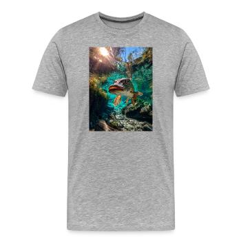 Brochet en eau claire - T-shirt bio Premium Homme - gris chiné - Devant - Damien (186cm)