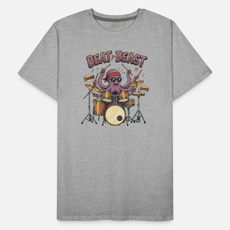 Beat Beast – Retro Comic Octopus Drummer Drum Men's Premium Organic T-Shirt