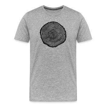 Baumscheibe Holzringe – Naturmotiv Schwarz - Männer Premium Bio T-Shirt - Grau meliert - Vorne - Damien (186cm)