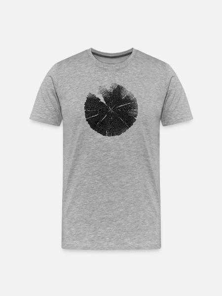 Baumscheibe Holzringe – Dunkles Naturmotiv - Männer Premium Bio T-Shirt - Grau meliert