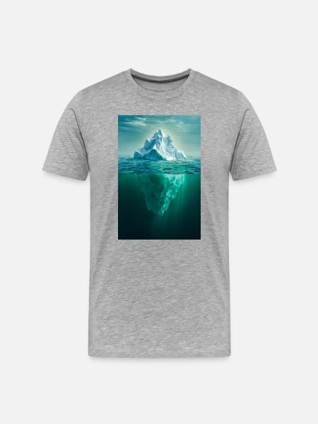 Mountain Duality in Ocean Blue - Men's Premium Organic T-Shirt - heather grey