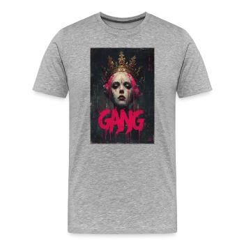 Portrait de graffiti de la bande Cramoisi Crown - T-shirt bio Premium Homme - gris chiné - Devant - Damien (186cm)