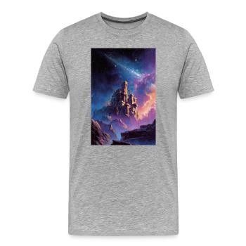 Nebula Castle in Starry Realm - Men's Premium Organic T-Shirt - heather grey - Front - Damien (186cm)