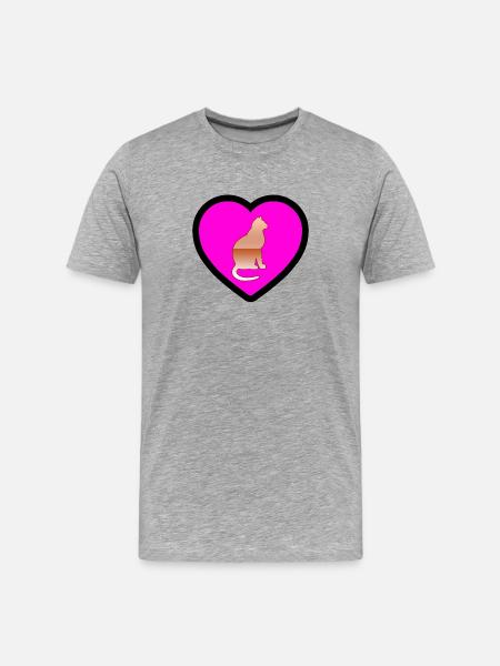 Katze - Männer Premium Bio T-Shirt - Grau meliert