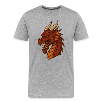 Fiery Dragon Head Cartoon - Men's Premium Organic T-Shirt - heather grey - Front - Damien (186cm)