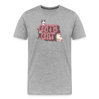 chat mignon - T-shirt bio Premium Homme - gris chiné - Devant - Damien (186cm)