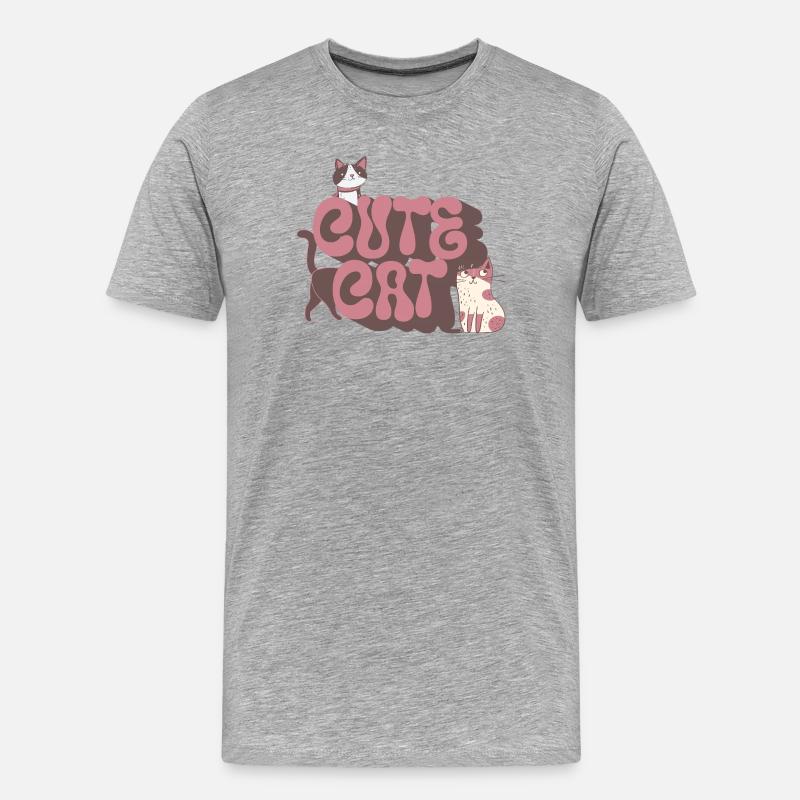 Cute Cat - Männer Premium Bio T-Shirt - Grau meliert