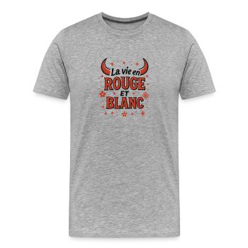 Feria - Life in red and white - Men's Premium Organic T-Shirt - heather grey - Front - Damien (186cm)