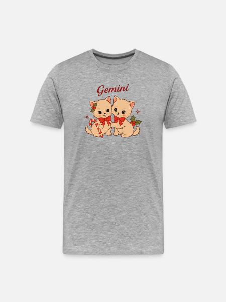 Gemini Cats Duo in Christmas Look - Men's Premium Organic T-Shirt - heather grey