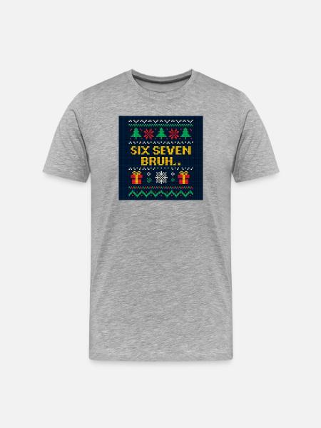 Six Seven Bruh Christmas Knit - Men's Premium Organic T-Shirt - heather grey