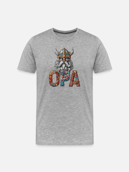 OPA Großvater Wikinger Viking Germane - Männer Premium Bio T-Shirt - Grau meliert