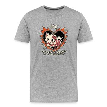 Leo Katzenherz Flammenkette - Männer Premium Bio T-Shirt - Grau meliert - Vorne - Damien (186cm)