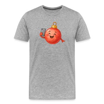 Selfie au Bal de Noël joyeux - T-shirt bio Premium Homme - gris chiné - Devant - Damien (186cm)