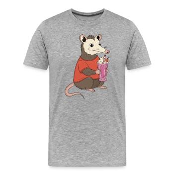 Opossum-Milchshake-Delight - Männer Premium Bio T-Shirt - Grau meliert - Vorne - Damien (186cm)