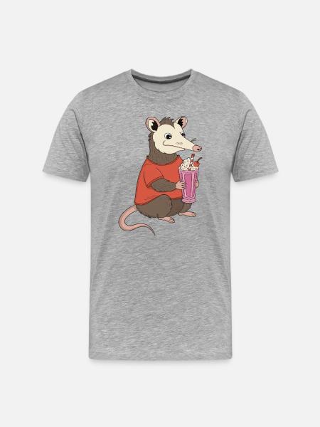 Opossum Milkshake Delight - Men's Premium Organic T-Shirt - heather grey