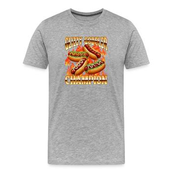 Glizzy Gobbler Champion Funny Hot Dog Lover - Men's Premium Organic T-Shirt - heather grey - Front - Damien (186cm)
