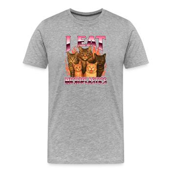 Je mange des microplastiques Drôle de mème éco sarcastique - T-shirt bio Premium Homme - gris chiné - Devant - Damien (186cm)