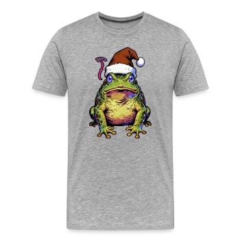 Grenouille au chapeau de Père Noël Pop Art - T-shirt bio Premium Homme - gris chiné - Devant - Damien (186cm)