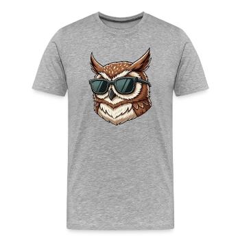 Funny owl tawny owl cartoon with sunglasses Por - Men's Premium Organic T-Shirt - heather grey - Front - Damien (186cm)