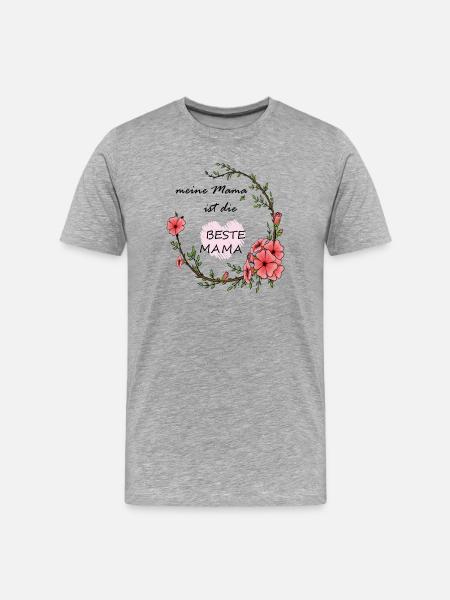 Beste Mama Herz - Männer Premium Bio T-Shirt - Grau meliert