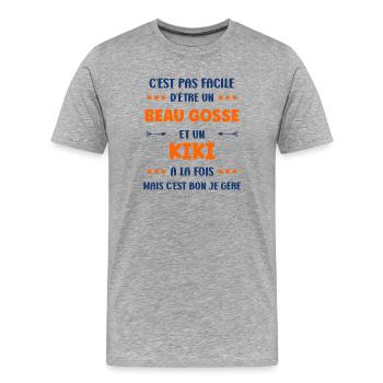 Beau gosse et Kiki: Humor français - Männer Premium Bio T-Shirt - Grau meliert - Vorne - Damien (186cm)