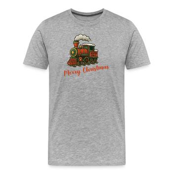 Locomotive vintage du Pôle Nord pour le train de Noël - T-shirt bio Premium Homme - gris chiné - Devant - Damien (186cm)
