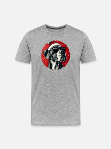 Festive Great Dane with sunglasses - Men's Premium Organic T-Shirt - heather grey