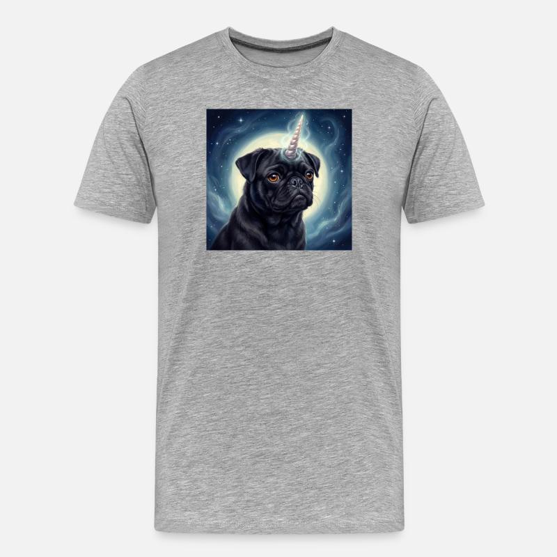 Kosmischer Einhorn-Mops - Männer Premium Bio T-Shirt - Grau meliert