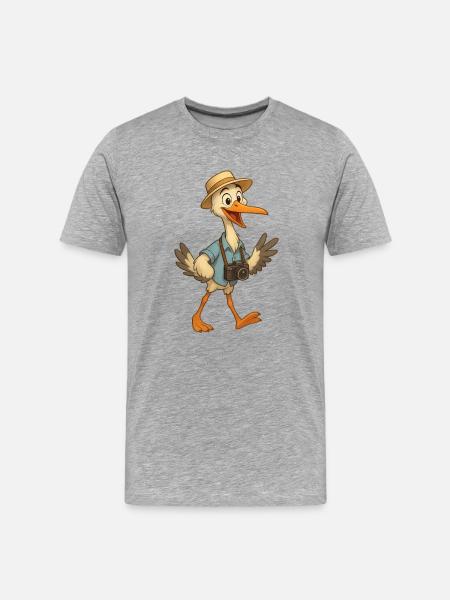 Traveling Stork & Camera - Men's Premium Organic T-Shirt - heather grey
