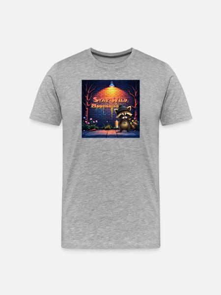 Urbaner Waschbär-Mondkind-Graffiti - Männer Premium Bio T-Shirt - Grau meliert