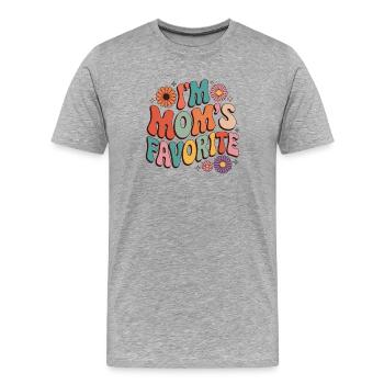 Je suis la préférée de Maman - T-shirt bio Premium Homme - gris chiné - Devant - Damien (186cm)