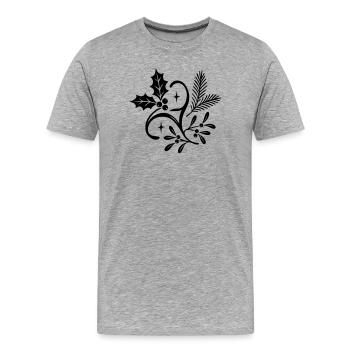 Yule mystique avec gui, sapin et houx - T-shirt bio Premium Homme - gris chiné - Devant - Damien (186cm)
