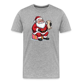 Santa Claus Humorous Checklist - Men's Premium Organic T-Shirt - heather grey - Front - Damien (186cm)