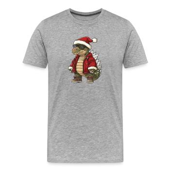 Dinosaurier stegosaurus Weihnachten Winter - Männer Premium Bio T-Shirt - Grau meliert - Vorne - Damien (186cm)
