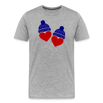 Hearts Winter Hat Love - Men's Premium Organic T-Shirt - heather grey - Front - Damien (186cm)