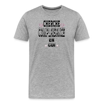 Cherche Complaisance en CDI - T-shirt bio Premium Homme - gris chiné - Devant - Damien (186cm)