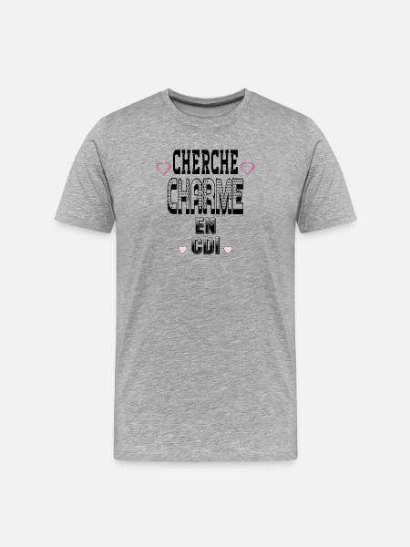 Cherche Charme en CDI - T-shirt bio Premium Homme - gris chiné