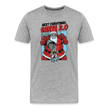 Santa 2.0 Cyborg - T-shirt bio Premium Homme - gris chiné - Devant - Damien (186cm)