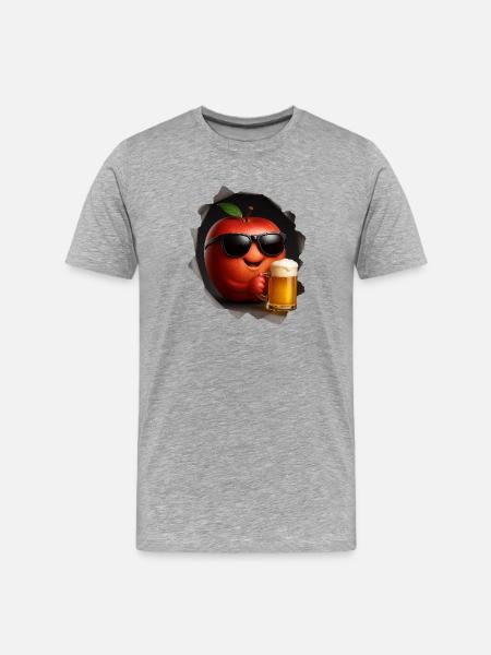Apple with sunglasses drinking beer - Men's Premium Organic T-Shirt - heather grey