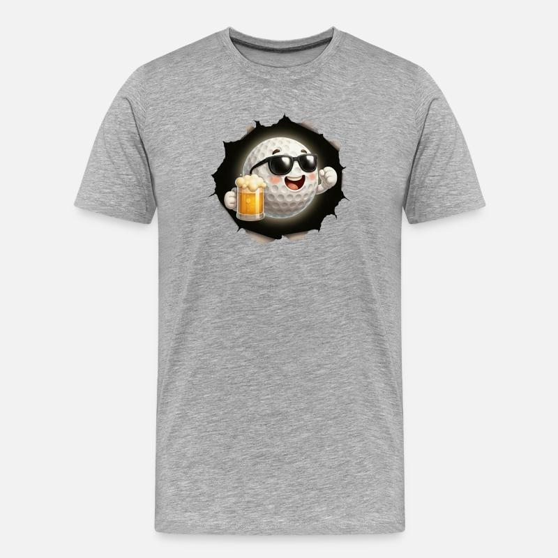 Golf Bier - Männer Premium Bio T-Shirt - Grau meliert