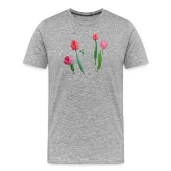 Tulipes - T-shirt bio Premium Homme - gris chiné - Devant - Damien (186cm)