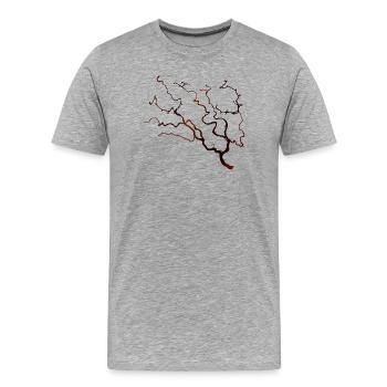 Branche noisetière en tire-bouchon dans une teinte brune chaleureuse - T-shirt bio Premium Homme - gris chiné - Devant - Damien (186cm)